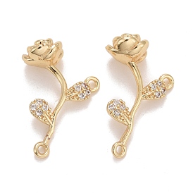 Anhänger aus Messing mit Gestellbeschichtung aus klarem Cubic Zirkonia, langlebig überzogen, Bleifrei und cadmium frei, Rose