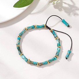 Браслеты из плетеных бусин, окрашенных натуральными красителями, императорской яшмы и латуни., Браслеты из плетеного нейлонового шнура для женщин и мужчин, бамбук