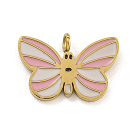 316 Surgical Stainless Steel Enamel Charms, Butterfly Charm, Golden