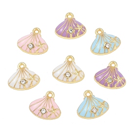 Подвески из сплава эмали и стразов, подвески в форме ракушек, золотые