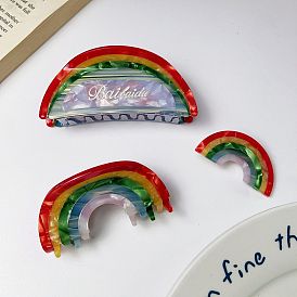 Colorful Acetate Hair Clip Half-moon Minimalist Lucky Rainbow Shark Hairpin Headwear