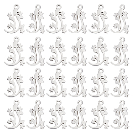 201 en acier inoxydable creux, pendentifs, lézard