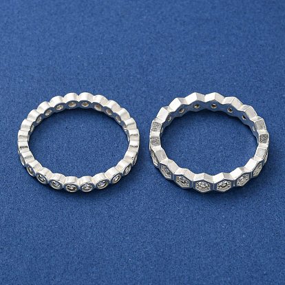 Rack Plating Brass Micro Pave Cubic Zirconia Finger Rings for Women, Long-Lasting Plated, Cadmium Free & Lead Free