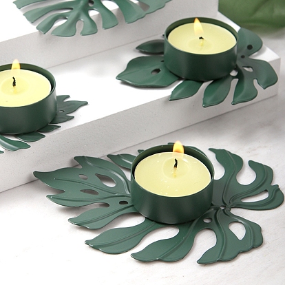 Iron Candle Holders, for Home Decorations, Monstera Leaf