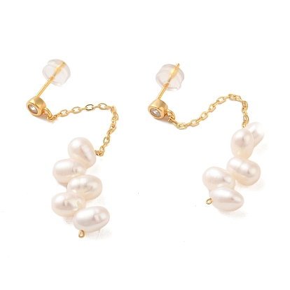 Sterling Silver Studs Earrings, with Natural Pearl, Jewely for Women
