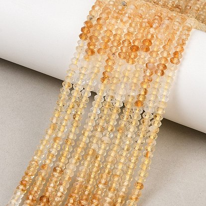 Нагретые нити из натуральных цитриновых бусин, граненые, рондель