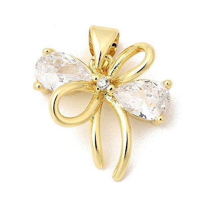 Латунные микропаве прозрачные подвески с фианитом, бантом прелести, долговечный, без кадмия и без свинца, стойки покрытие