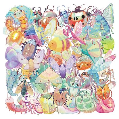 50шт. наклейки с мультяшными насекомыми для домашних животных, самоклеящиеся наклейки, для чемодана, скейтборде, холодильник, шлем