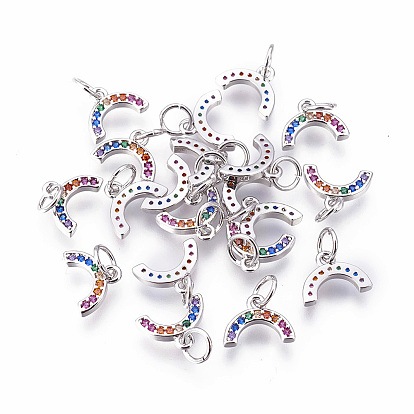 Латунные микро проложить кубического циркония прелести, подкова