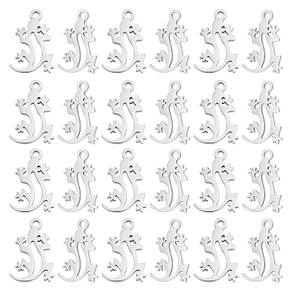 201 en acier inoxydable creux, pendentifs, lézard