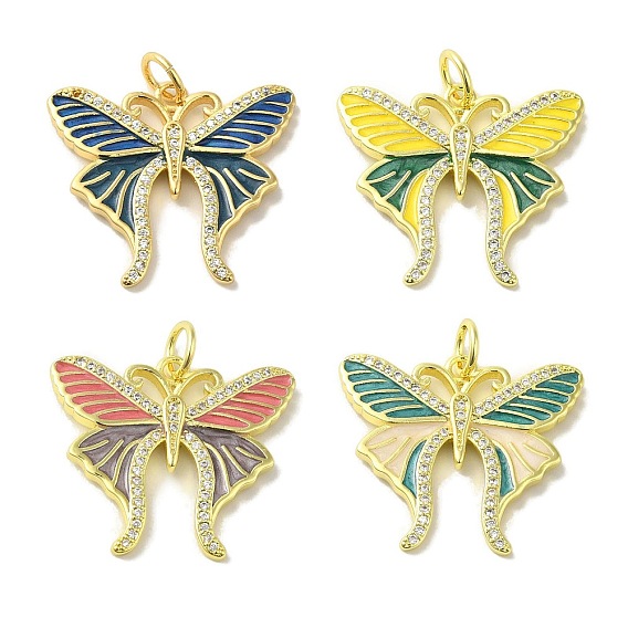Подвески из латуни, эмали, микропаве и циркония, без кадмия, без никеля и без свинца, настоящие позолоченные подвески-бабочки 18k, с целью перехода в кольце