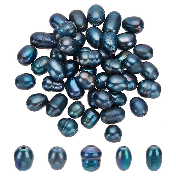 50шт. жемчужные бусины с большим отверстием, бусины из натурального культивированного пресноводного жемчуга, окрашенные, рис