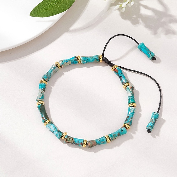 Браслеты из плетеных бусин, окрашенных натуральными красителями, императорской яшмы и латуни., Браслеты из плетеного нейлонового шнура для женщин и мужчин, бамбук