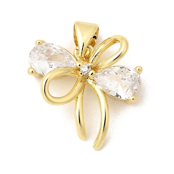 Латунные микропаве прозрачные подвески с фианитом, бантом прелести, долговечный, без кадмия и без свинца, стойки покрытие