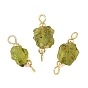 304 Stainless Steel with Raw Rough Natural Peridot Beads Connector Charms, Nuggets Links