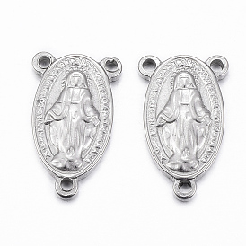 304 нержавеющей стали ссылки люстра компонент, 3 Разъемы петли, овальные с рисунками " virgin mary", части розария