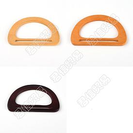 6Pcs 3 Colors Wooden D Handles Replacement, for Handmade Bag Handbags Purse Handles