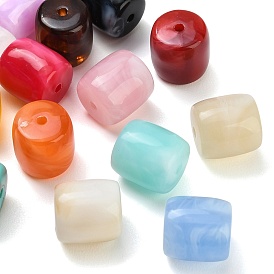 Two Tone Opaque Acrylic Beads, Imitation Gemstone, Barrel