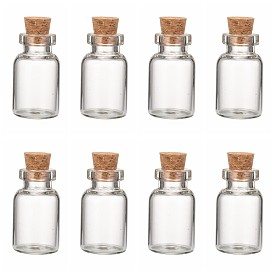 Glass Jar Bead Containers, with Cork Stopper, Wishing Bottle, Clear, 16x28mm