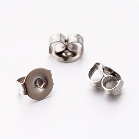 304 из нержавеющей стали гайки уха, спинки для серьги, 5x4.5x3 мм, отверстие : 0.8 мм