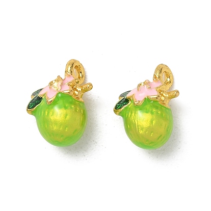 Alloy Enamel Pendants, Lemon Charms, Long-Lasting Plated, Golden, Rack Plating