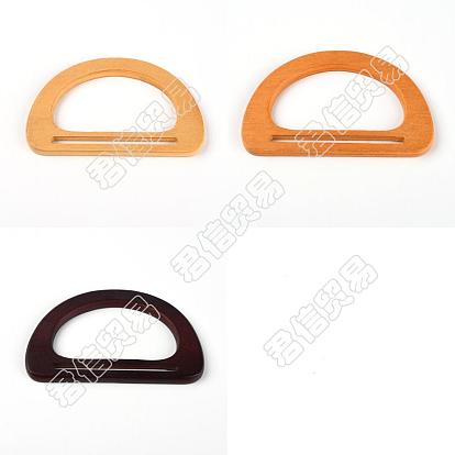 6Pcs 3 Colors Wooden D Handles Replacement, for Handmade Bag Handbags Purse Handles