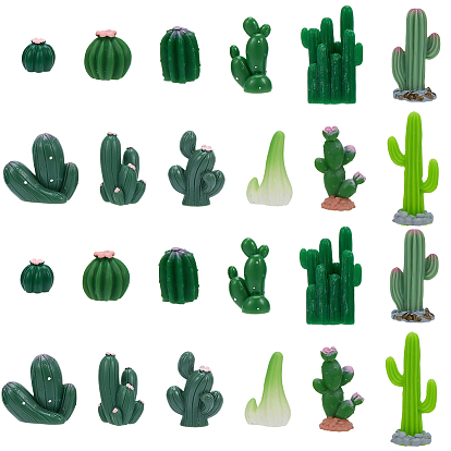 24шт. 12 стили, миниатюрная модель кактуса из смолы, аксессуары для кукольного домика с микро-ландшафтом, притворяясь опорными украшениями