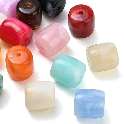 Two Tone Opaque Acrylic Beads, Imitation Gemstone, Barrel