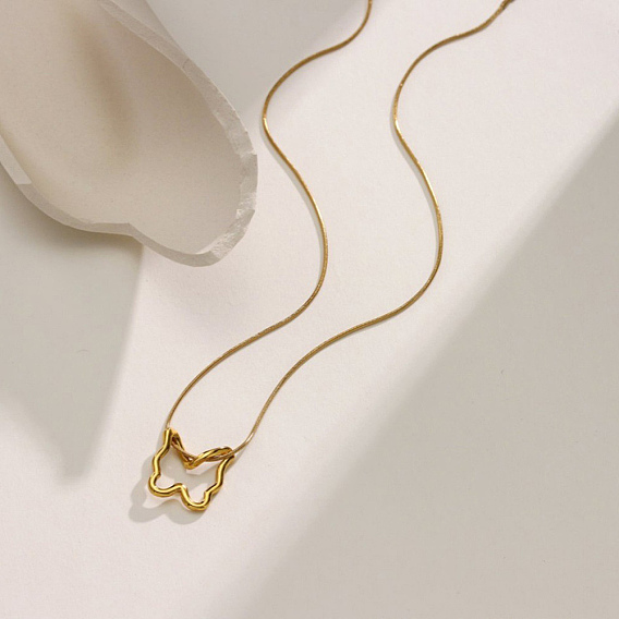 Полая 304 подвеска в виде бабочки из нержавеющей стали, круглая цепочка-змейка для женщин