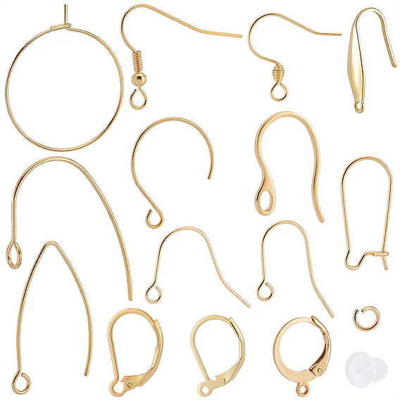 Kits de fabrication de boucles d'oreilles bricolage, comprenant 304 des accessoires de boucles d'oreilles en acier inoxydable, 304 anneaux ouverts en acier inoxydable et écrous d'oreille en plastique