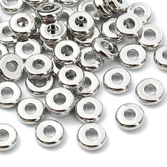 SHEGRACE Brass Beads, Flat Round, Cadmium Free & Nickel Free & Lead Free
