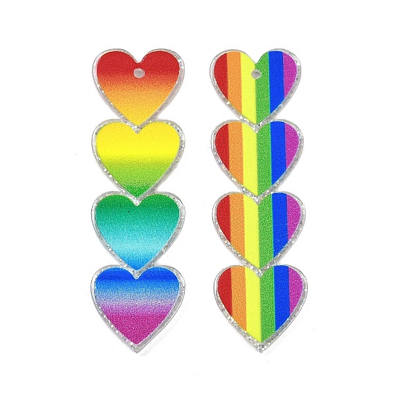 Акриловые подвески градиентного цвета на тему Дня святого Валентина, с блеском порошок