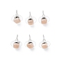 Natural Gemstone Stud Earrings for Women, with 304 Stainless Steel Ear Studs, Square