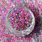 Glass Seed Beads, Round Hole, Round, Transparent Inside Colours Rainbow & Luster