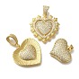 Подвеска в форме сердца с латунным микро-паве и прозрачным кубическим цирконием, долговечный, без свинца и без кадмия