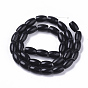 Natural Black Stone Beads Strands, Oval