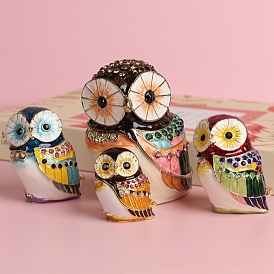 Owl Alloy Enamel Jewelry Storage Box, with Magnetic Clasps