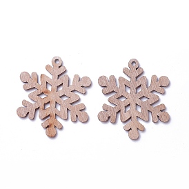 Undyed Wood Pendants, Snowflake