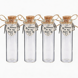 4 Stück Glas-Korken-Wunschflaschen, mit Alu-Anhänger, Kolumne