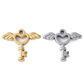 304 подвески из нержавеющей стали, ключ-сердечко с подвеской-крылом, вакуумное покрытие pvd