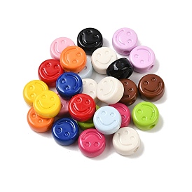 Краска для запекания непрозрачные акриловые бусины, плоские круглые с улыбающееся лицо