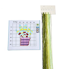 Kits de principiantes de punto de cruz diy con patrón de flores, kit de punto de cruz estampado, incluyendo tela estampada 11ct, hilo y agujas para bordar, instrucciones