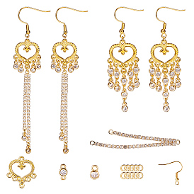 DIY Earring Making, Tibetan Style Chandelier Components, Brass Earring Hooks and Open Jump Rings, Brass Cubic Zirconia Charms