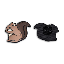Squirrel Shape Enamel Pin, Electrophoresis Black Plated Alloy Animal Badge for Backpack Clothes, Nickel Free & Lead Free