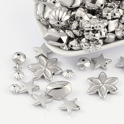 CCB Plastic Beads, Mixed Shapes, Nickel Color