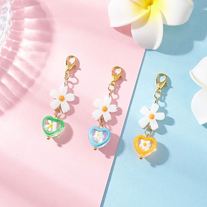 Подвесные украшения из натуральных пресноводных ракушек и стекла, с цинковым сплавом застежками омаров коготь, цветок и сердце