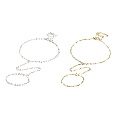Brass Cable Chain Ring Bracelets for Women