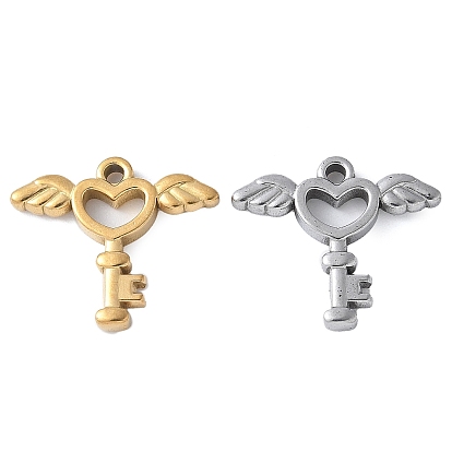 304 подвески из нержавеющей стали, ключ-сердечко с подвеской-крылом, вакуумное покрытие pvd