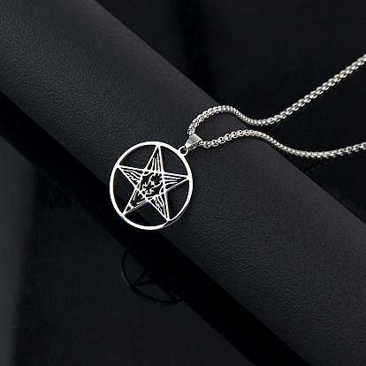 Панк-стиль 304 ожерелья с подвеской в виде печати демона из нержавеющей стали, цвет нержавеющей стали, не тускнеет