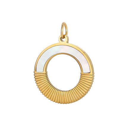 Подвески-кольца 304 подвески из ракушек из нержавеющей стали, ионное покрытие (ip), реальный 14 k позолоченный